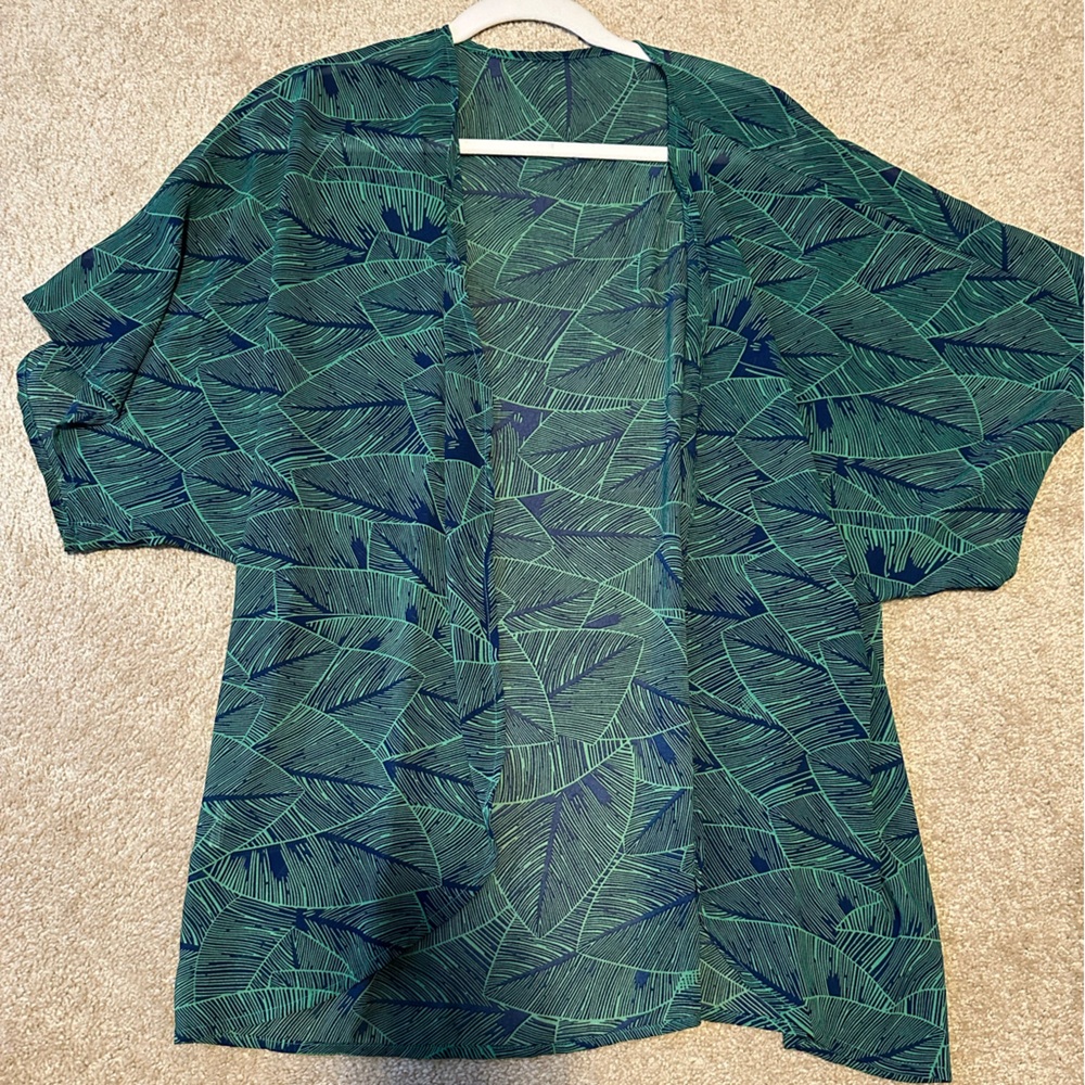 Palm leaf open blouse/cover up